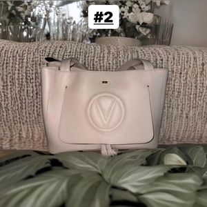 ·Valentino by Mario Valentino Bag Pebbled Leather Tassel Tote - Sand color.